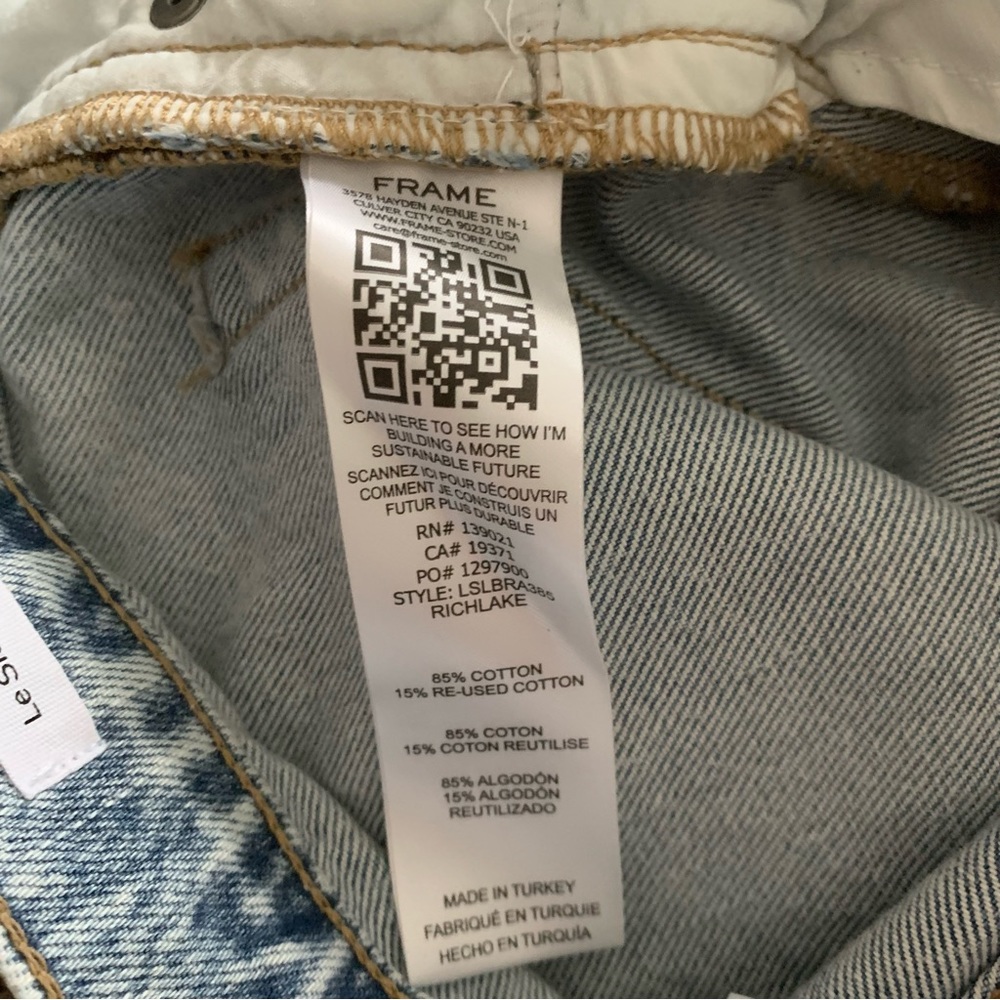FRAME Le Slouch Bermuda Shorts Raw Hem Button Fly Blue Denim Size 23 NWT - Picture 13 of 13